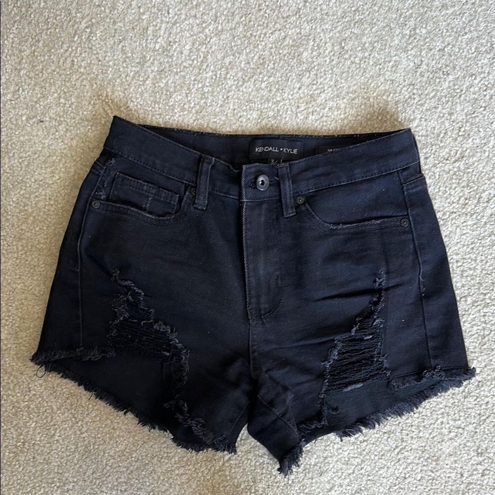 Kendall & Kylie Black Distressed Women Shorts